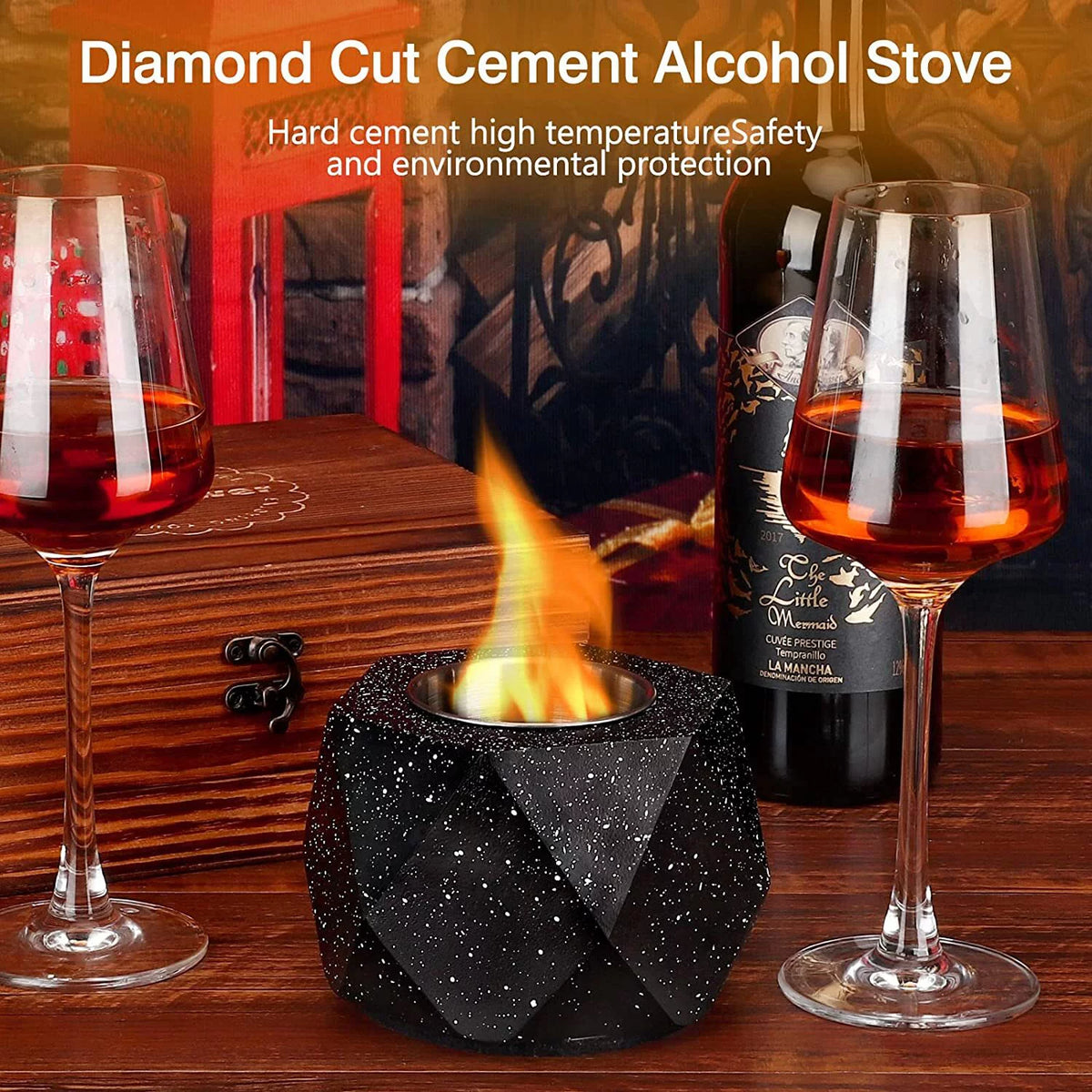 Concrete Tabletop Fire Pit Bowl Alcohol Burner V3287