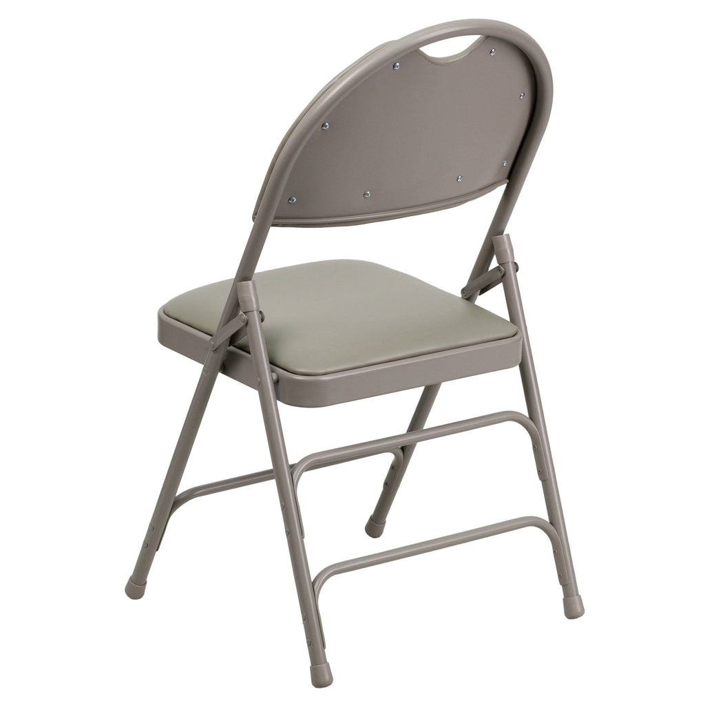 4 Pack Extra Large Triple Braced Folding Chair Gray Vinyl C367128