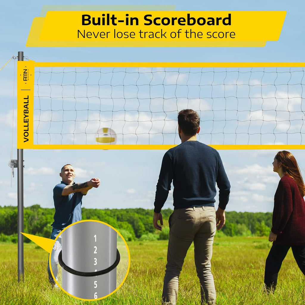 Outdoor Volleyball Set with Anti-Sag Net, Volleyball, Air Pump, Boundary Markers, and Carrying Bag U256