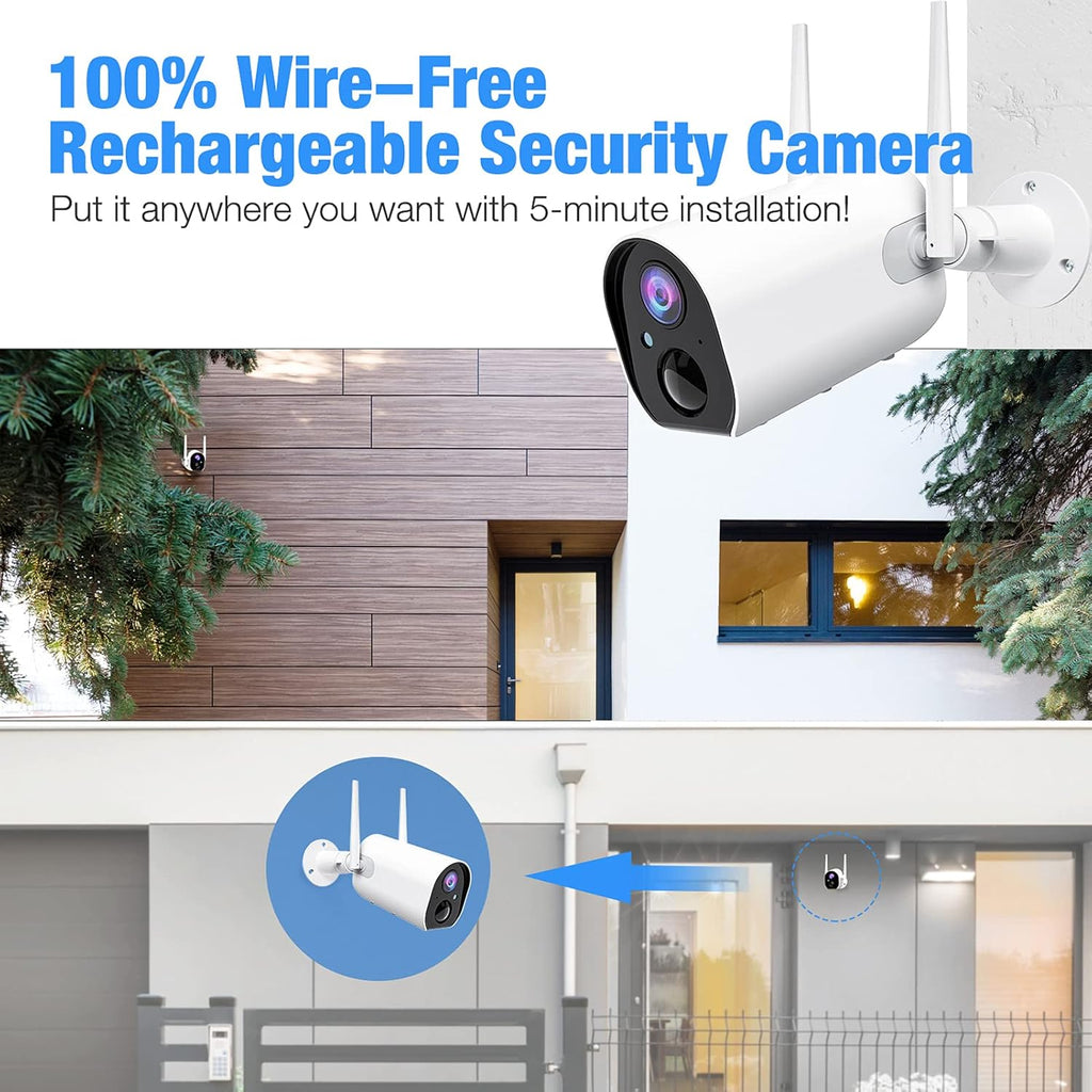 1080P Battery Powered Outdoor Security Camera with Night Vision Q824386