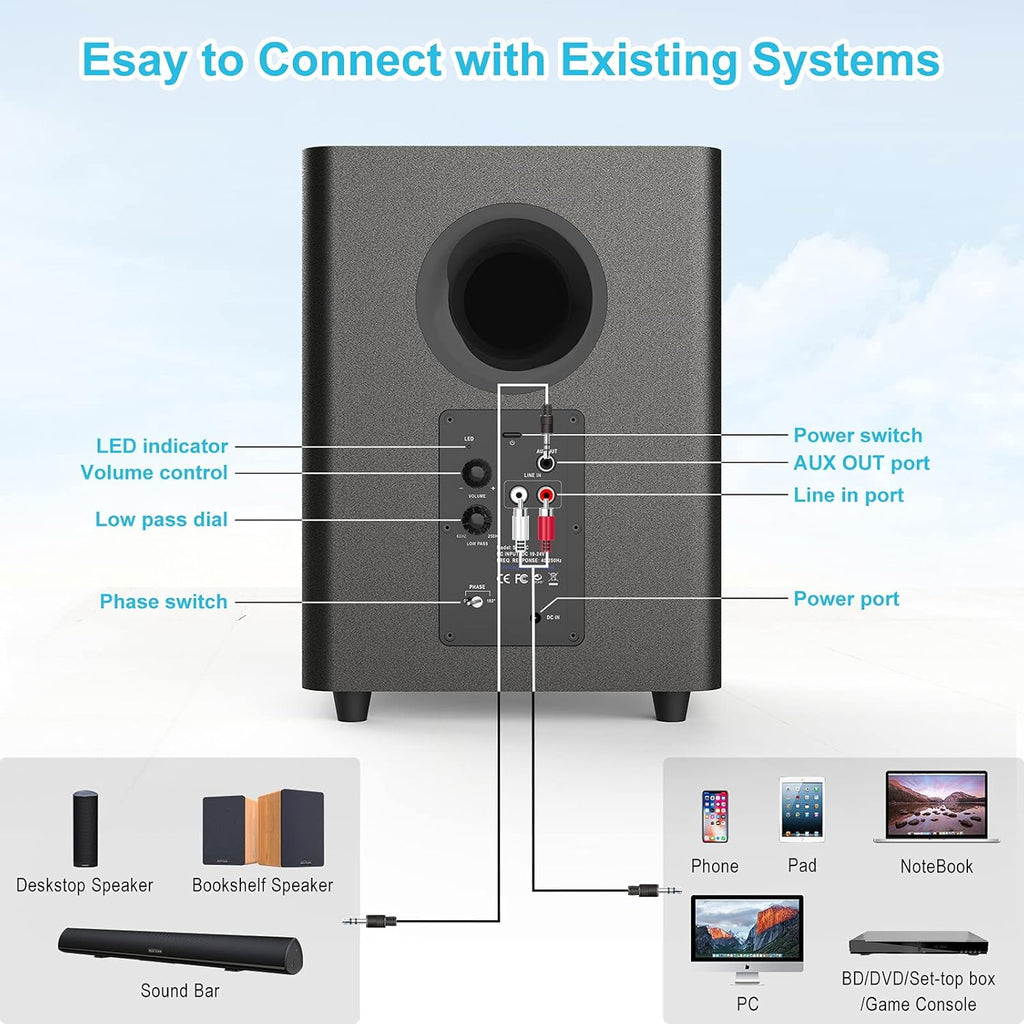 Powered Down Firing Subwoofer, Black E13788