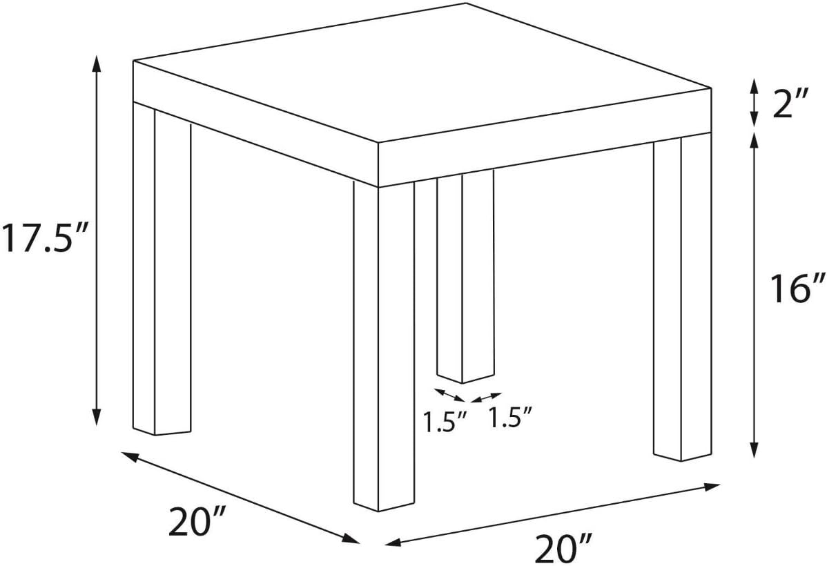 Black MDF Laminate End Table, 20"l X 20"w X 17.7"h S37798