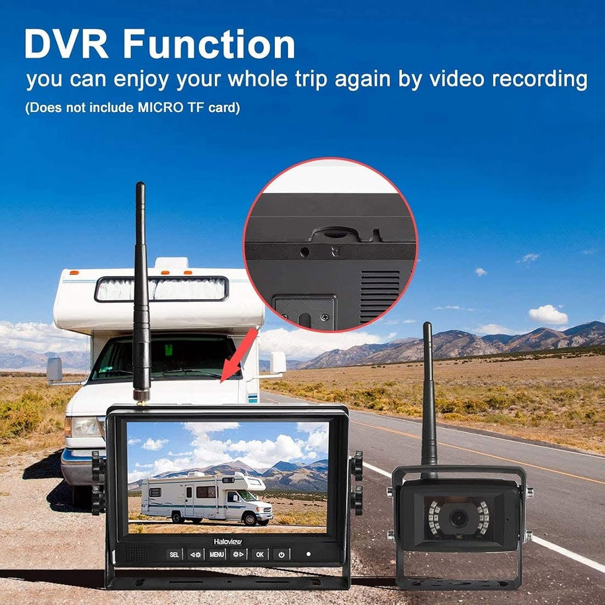 Wireless RV Backup Camera System 7'' Monitor with Infrared Night Vision M67731