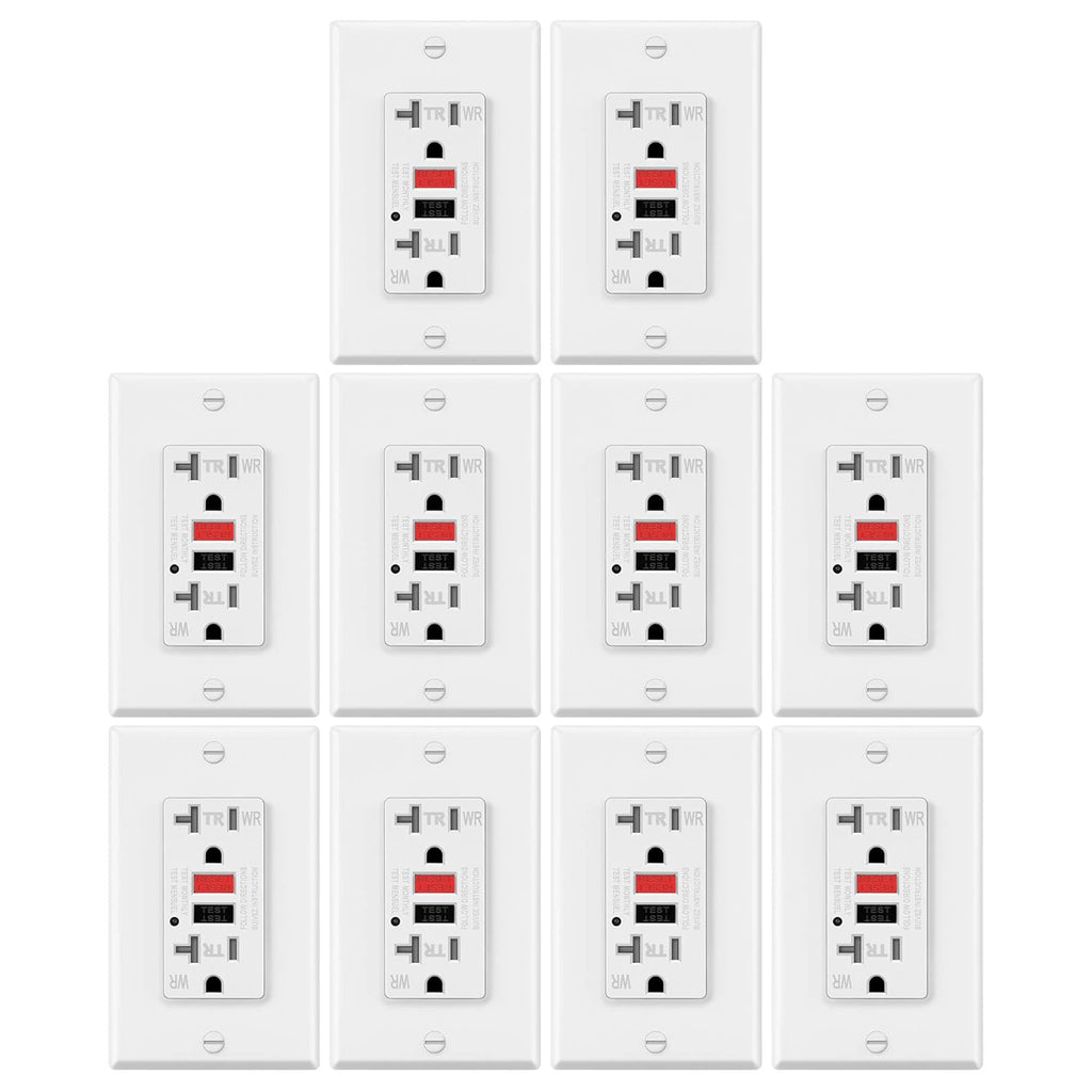 10 Pack White 20A GFCI Outlets E79852