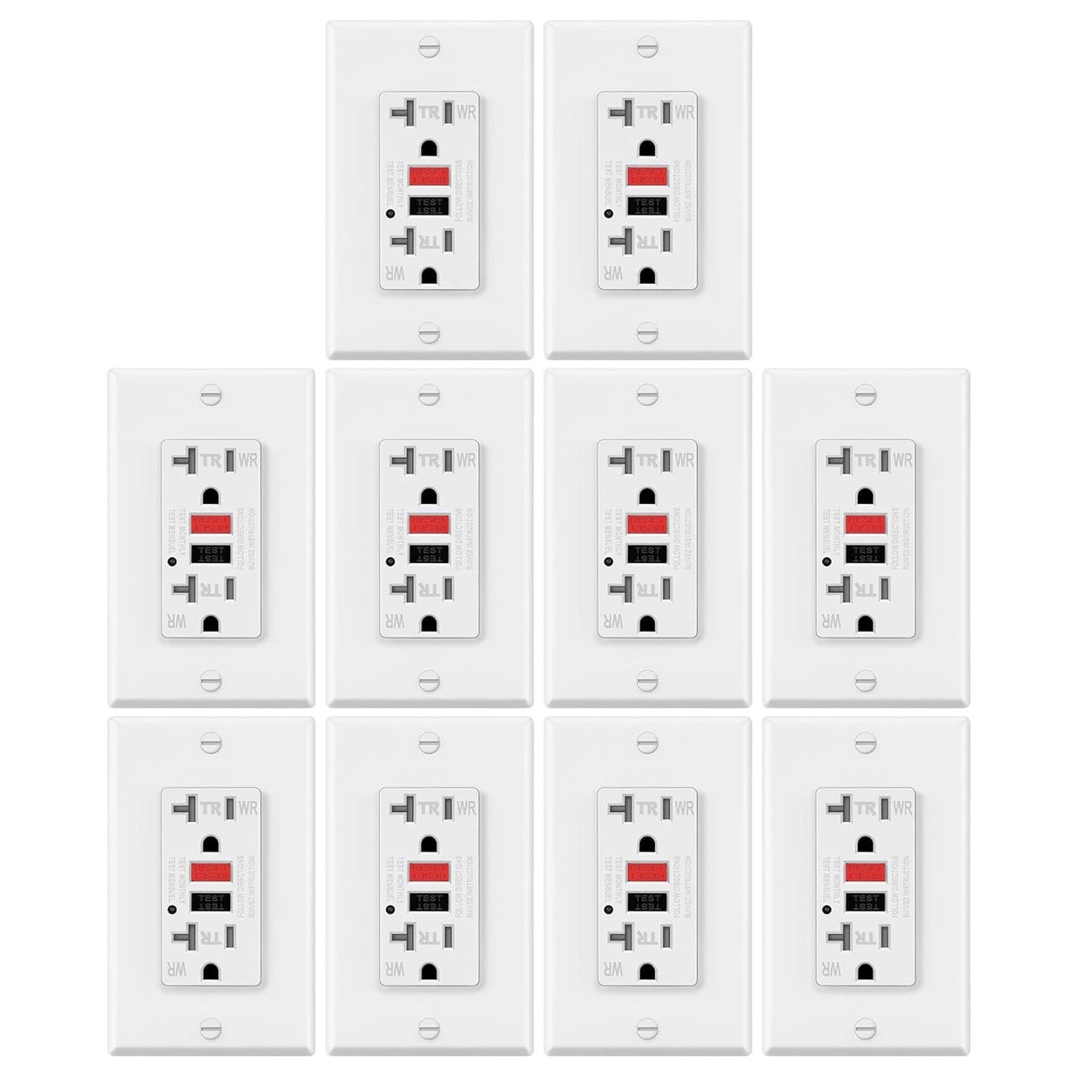 10 Pack White 20A GFCI Outlets E79852