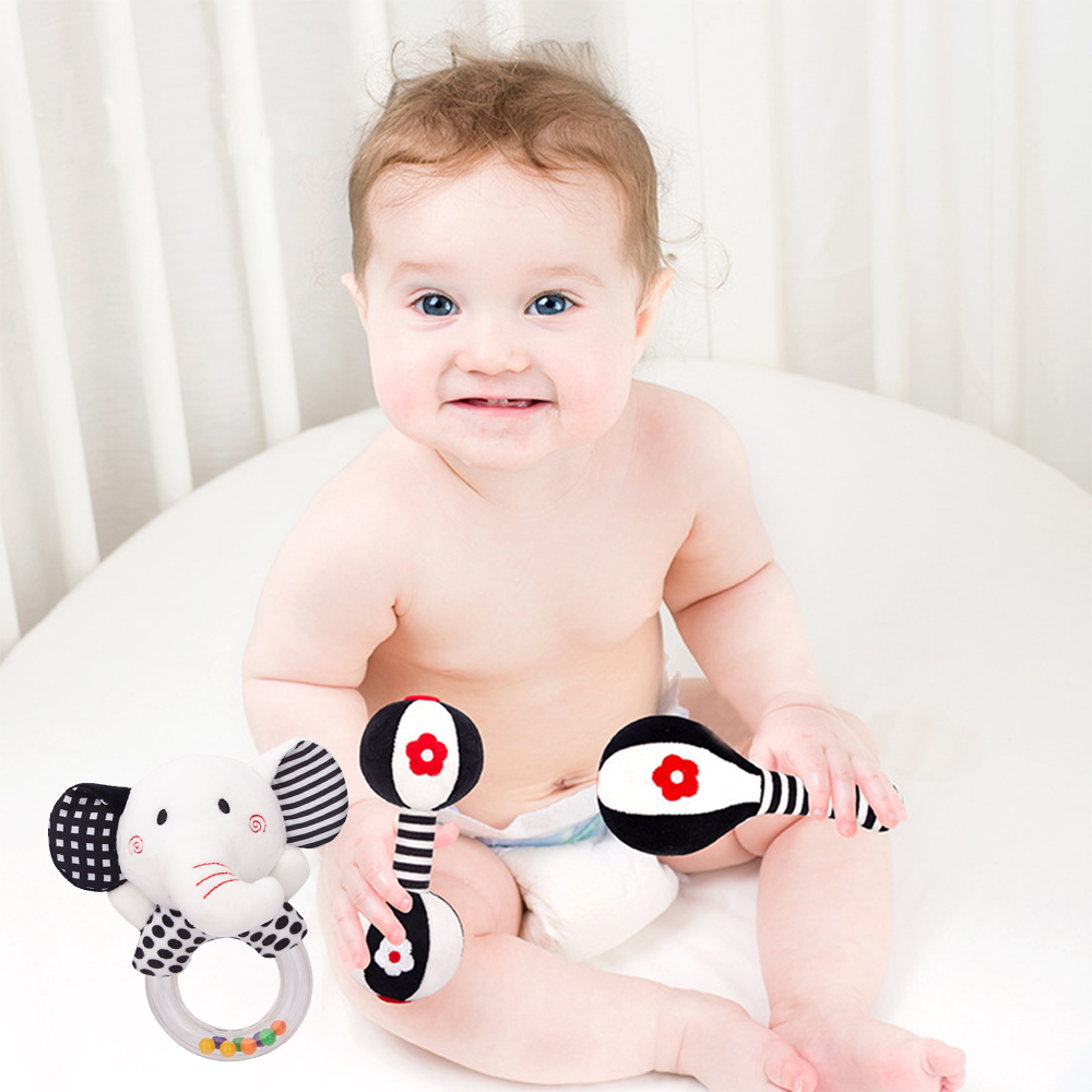 3Pcs Black & White Baby Rattles Set R5221