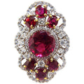 8.03CT Natural Tourmaline Ruby Diamond Cluster Ring A648165