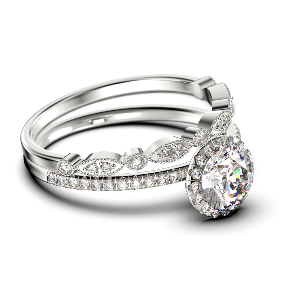 2.00 Carat Round Cut Moissanite Engagement Ring in 10k Solid White Gold E36390