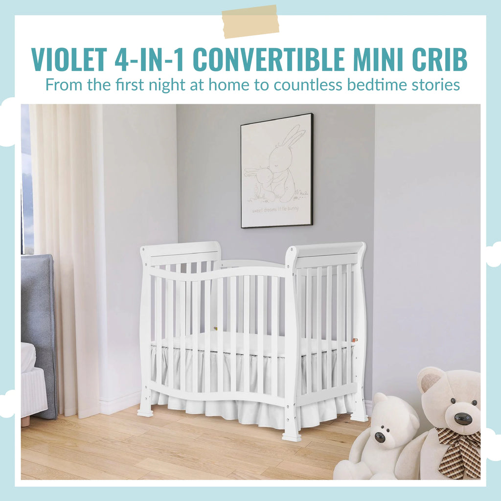 White 4-in-1 Convertible Mini Crib A7517