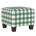Classic Gingham Evergreen Square Ottoman H6051
