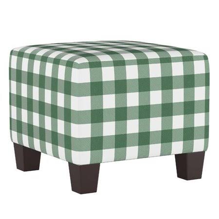 Classic Gingham Evergreen Square Ottoman H6051