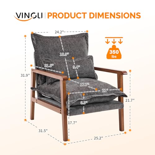 Gray-Blue Accent Armchair with Lumbar Pillow I933593