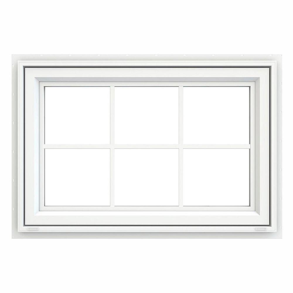 White Vinyl Awning Window with Colonial Grids O635559