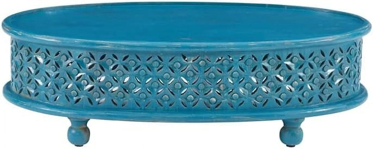 Blue Oval Wood Coffee Table G721
