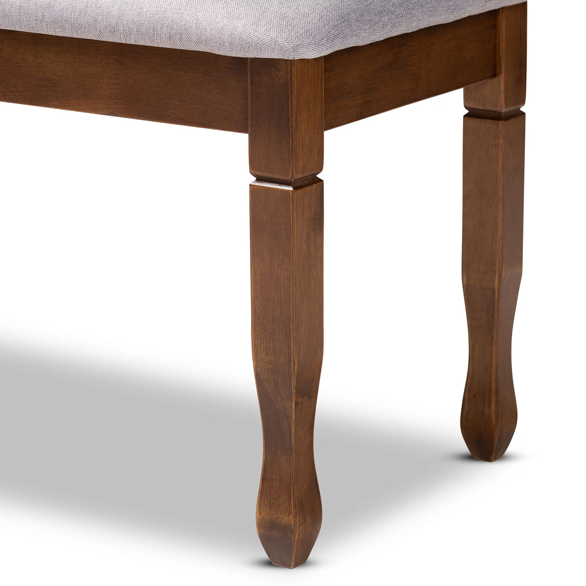 Grey Fabric Upholstered Walnut Brown Wood Dining Bench U8904