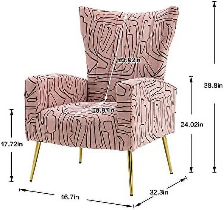 Navy Velvet Wingback Accent Chair with Metal Gold Legs S449654