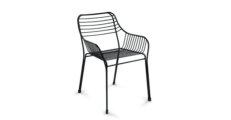 Black Outdoor Dining Armchairs Metal Frame Q239911