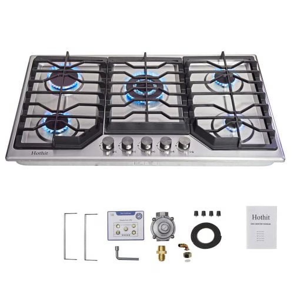 5 Burners 34 inch Gas Cooktop, 36000 BTU Stainless Steel Gas Range Top U16144
