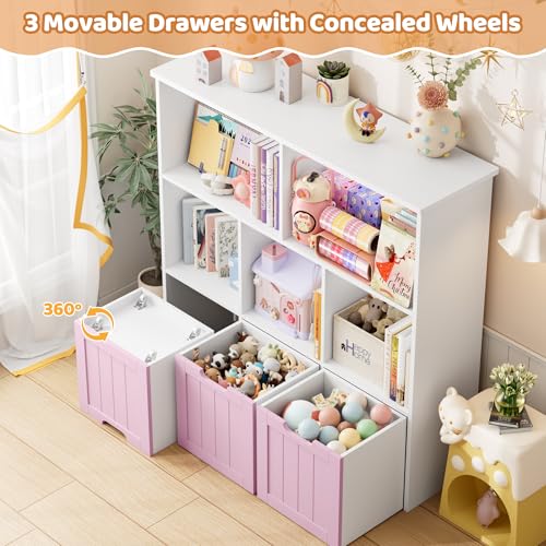 White Toy Storage Organizer with 3 Movable Drawers A881