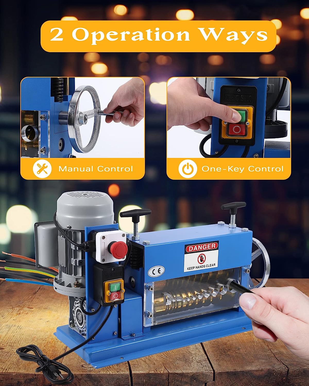 Automatic Wire Stripping Machine for 0.06" -1.5", 75 ft/min, with Extra Manual Crank S3403