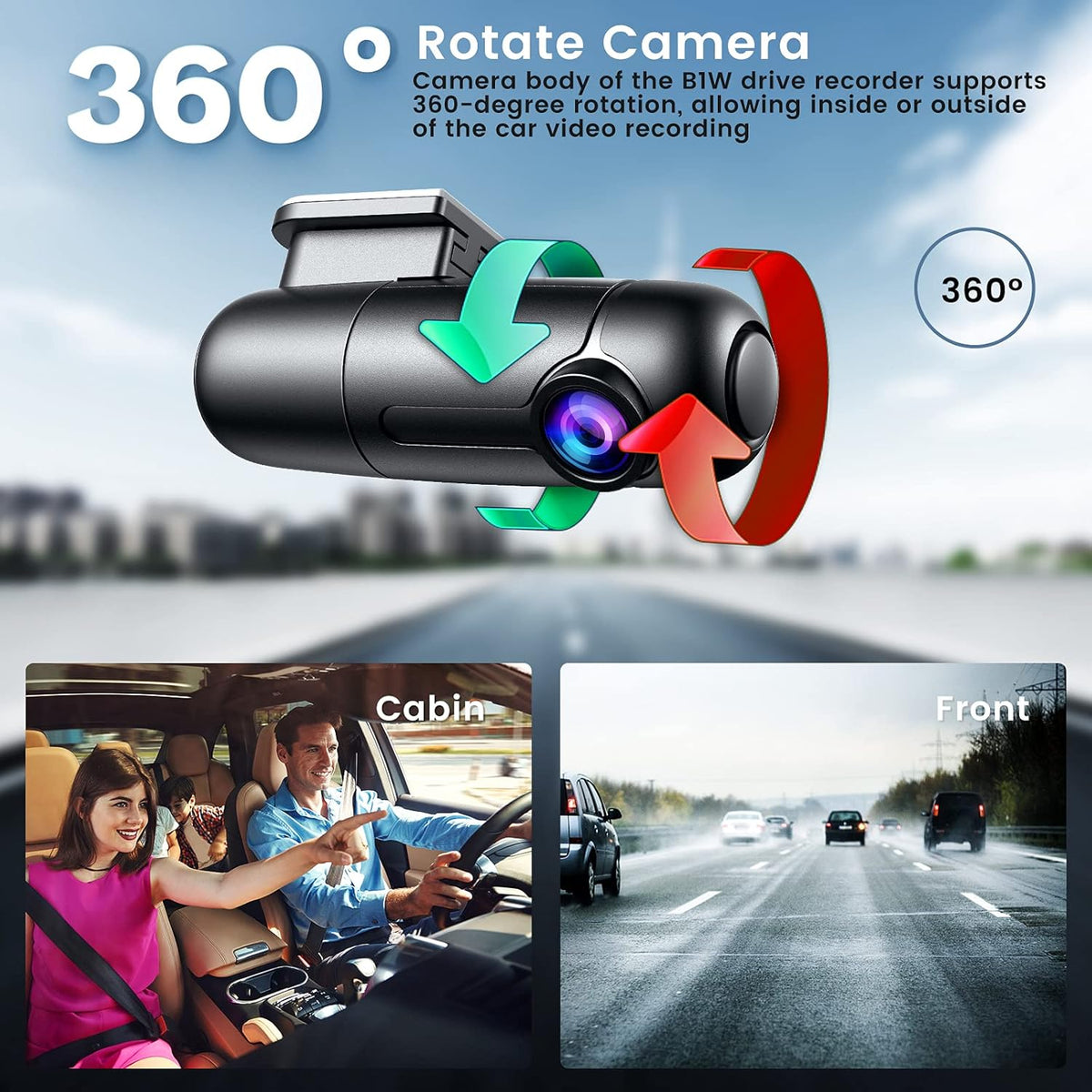 Small WiFi Dash Cam Camera 1080p 30fps G-Sensor Loop Recording Pack of 2 I62634
