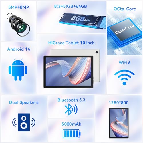 10.1 inch Android 14 Tablet with 64GB Storage X9315