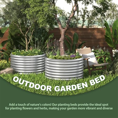 4 Pack 3x3FT Round Galvanized Metal Raised Garden Bed B3806