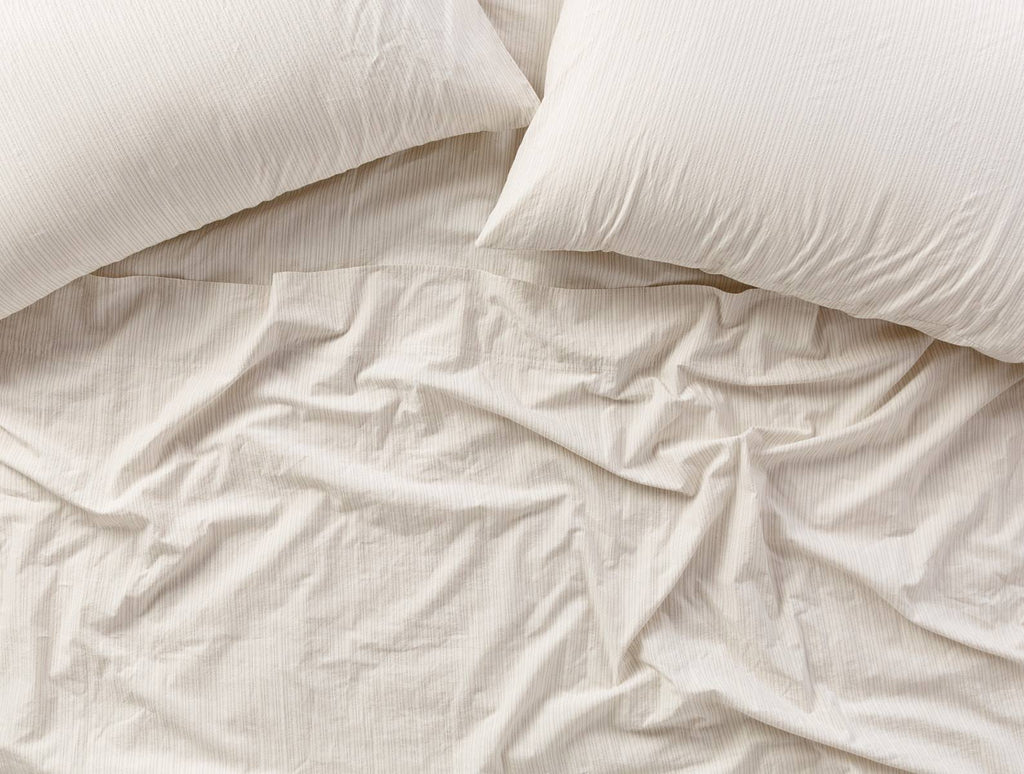 Organic Crinkled Percale Fitted Sheet Twin Steel Blue G9973
