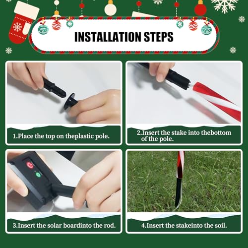 10 Pcs Solar Candy Cane Lights with 100 Led Lights H5589