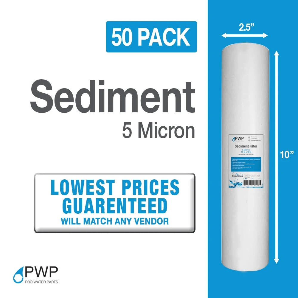 50 Pack 5 Micron 10 x 2.5 Sediment Water Filter Cartridges Z9522