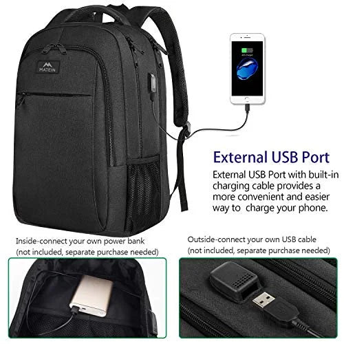 Extra Large Anti Theft USB Travel Laptop Backpack, Black L57992