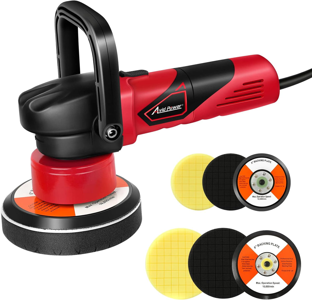 5/6 Dual Action Polisher with 6 Variable Speed, 5” & 6” Foam Pads 4pcs Z45633