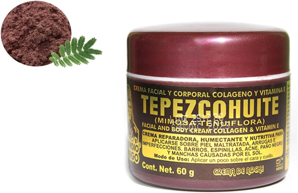 Tepezcohuite Night Facial Skin Cream 60g / 2.02 Fl Oz + Neutral Soap with Tepezcohuite 125g Bundle X61919
