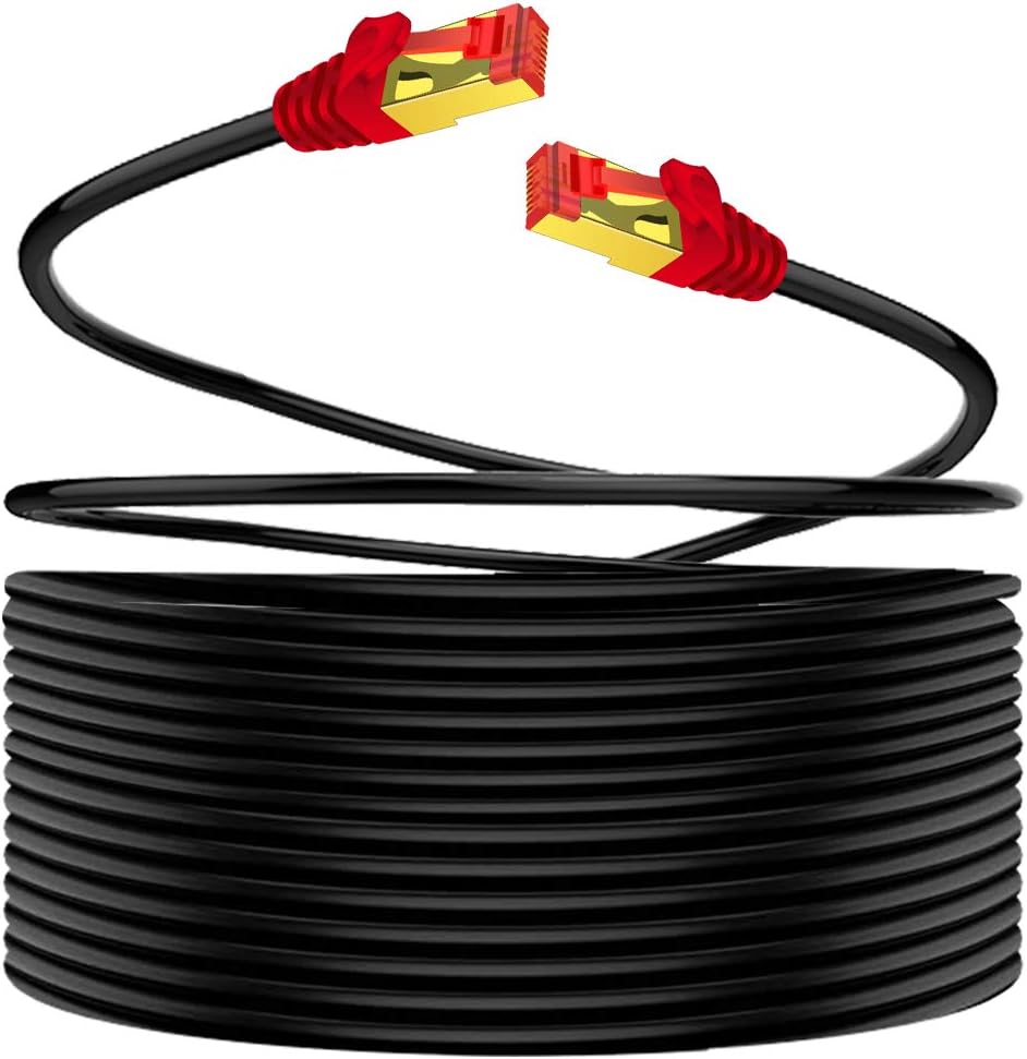 Outdoor Cat7 Ethernet Cable 250 ft 26AWG Heavy-Duty STP Waterproof Direct Burial W728