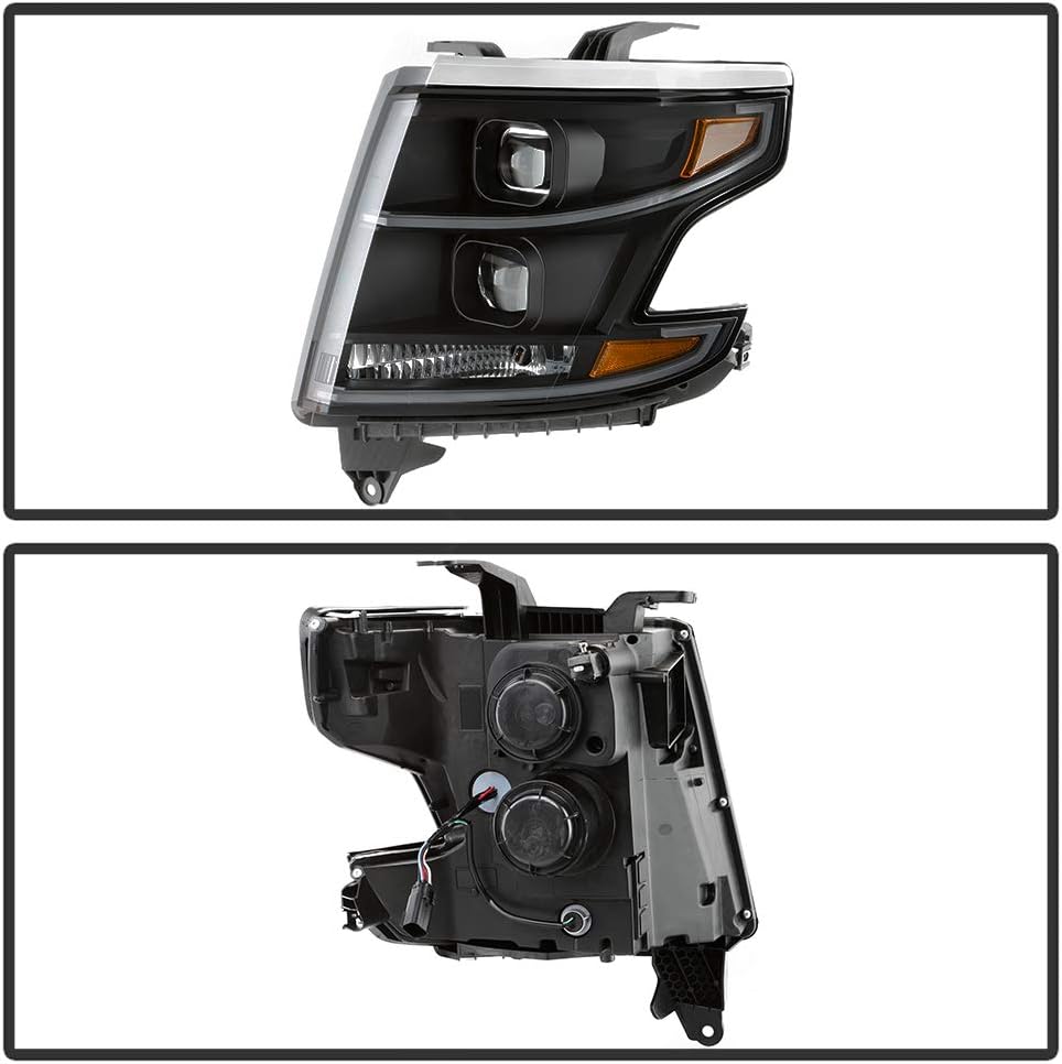 Black Housing Smoked Lens LED Tube Dual Projector Headlights G92478