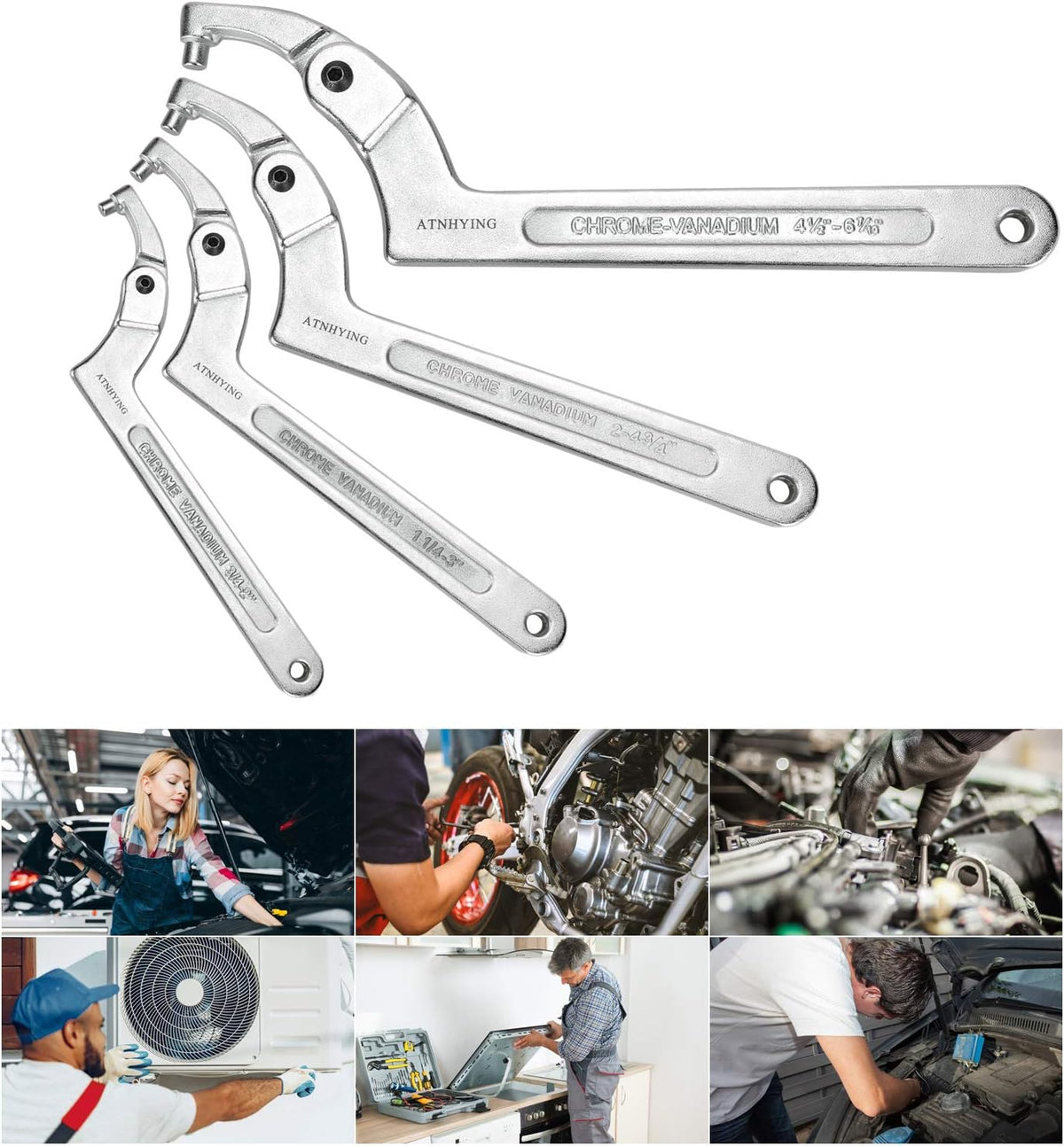 4 Pc Adjustable C Pin Spanner Wrench Set W33320