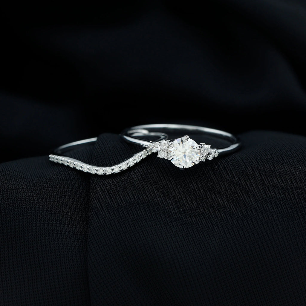 925 Sterling Silver Moissanite Bridal Ring Set A142730