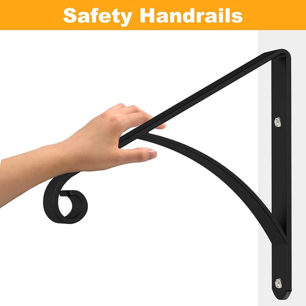 Black Metal Handrail for Outdoor Steps Stair Railing Kit L6760
