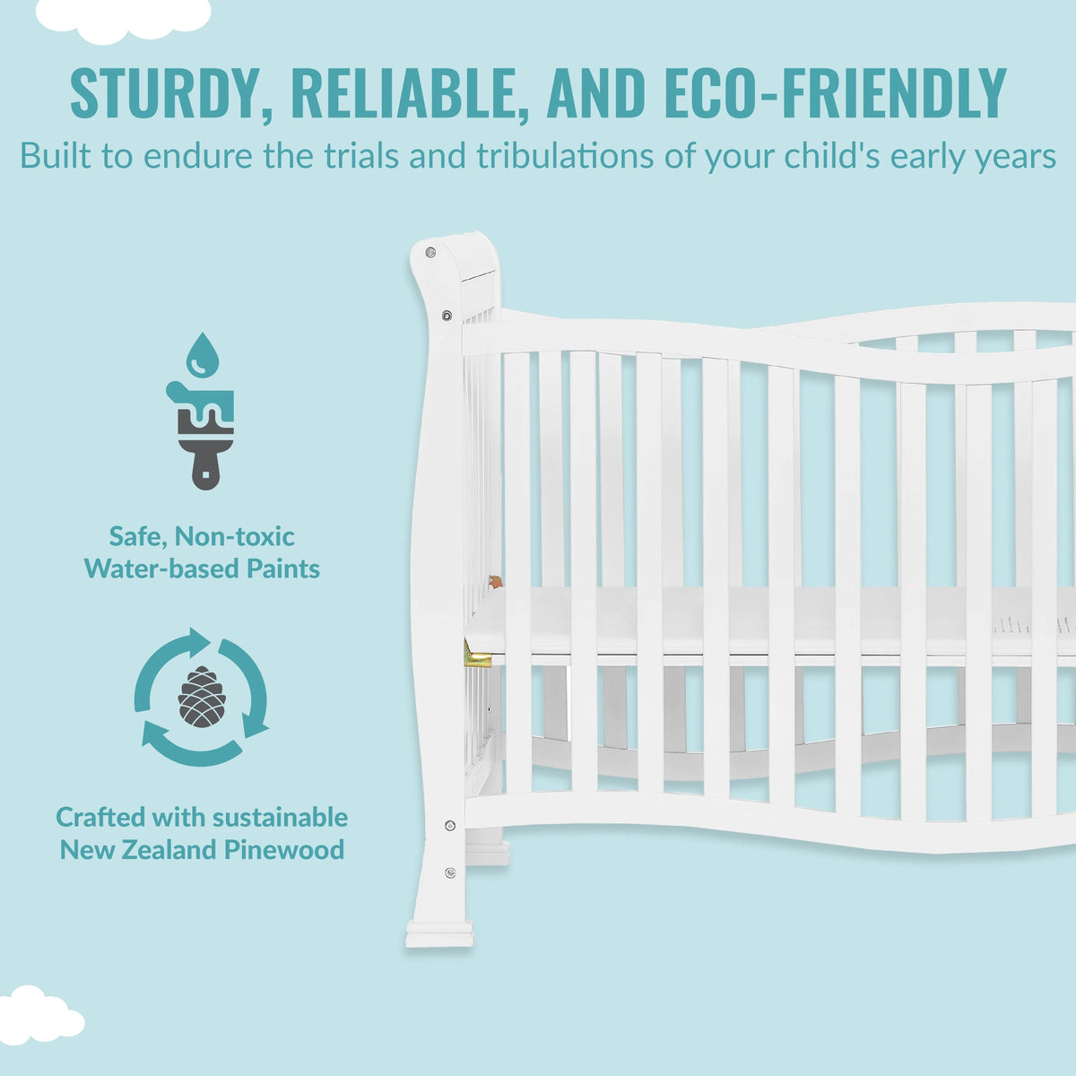 White 4-in-1 Convertible Mini Crib A7517