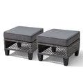 Gray 2 PCS Wicker Ottoman with Cushions E64134