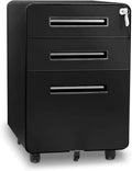 White 3 Drawer Metal File Cabinet with Wheels K1850