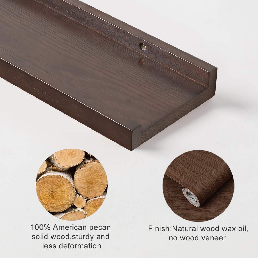 Walnut 12 Inches Solid Wood Floating Wall Shelves U1629