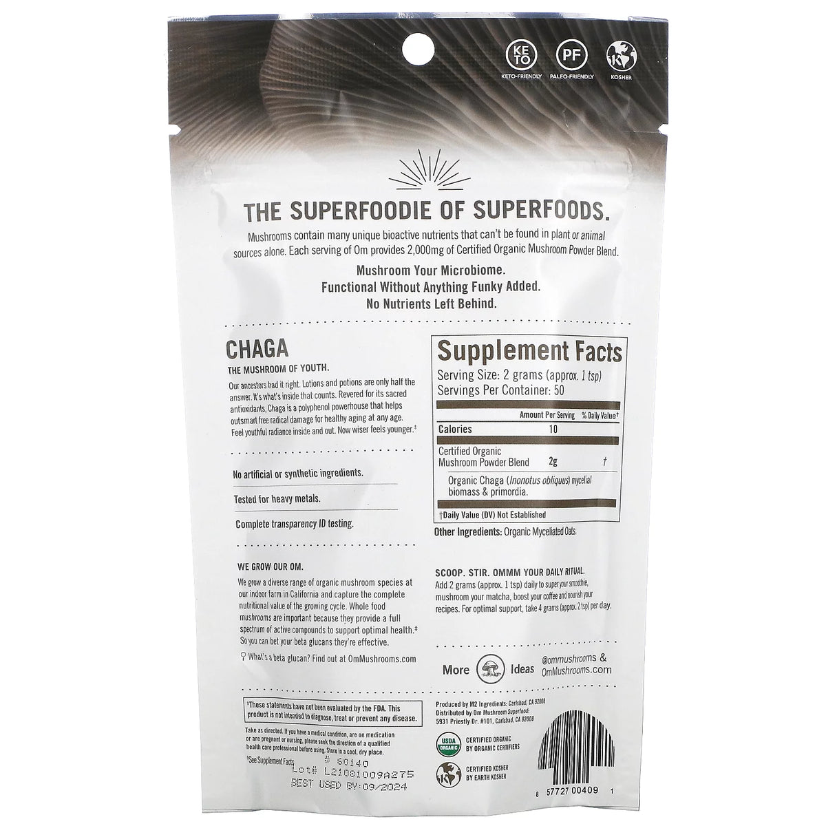 Organic Chaga Mushroom Powder 3.57 oz C417