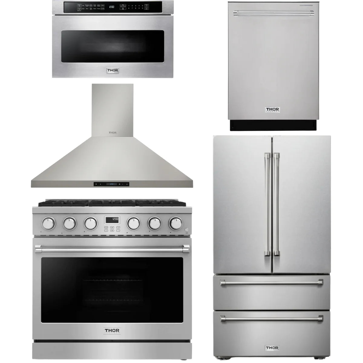 36 Gas Range, Range Hood, Refrigerator, Dishwasher and Microwave X11018