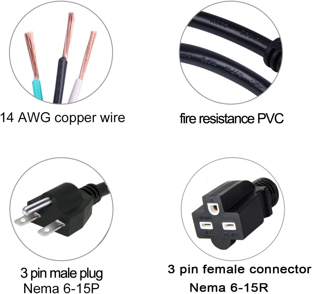 15FT 14 Gauge SJTW Power Extension Cord O891935