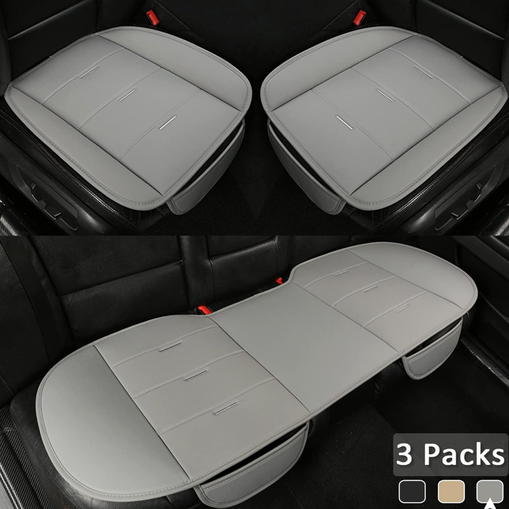 3 Packs Car Seat Covers with Front Protector and Rear Cover Gray B78763
