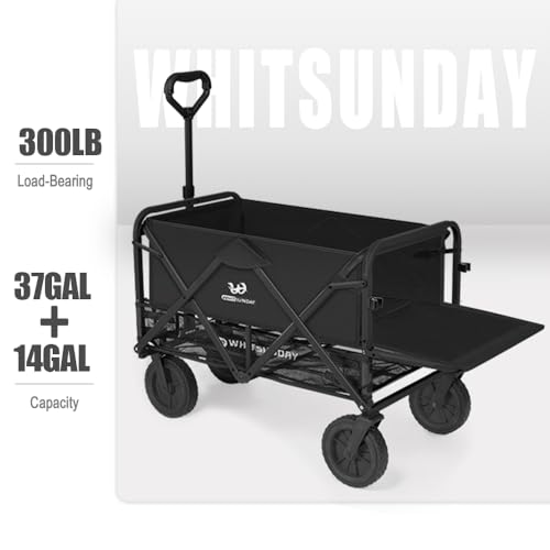 Collapsible Double Decker Wagon with All-Terrain Big Wheels Black E91996