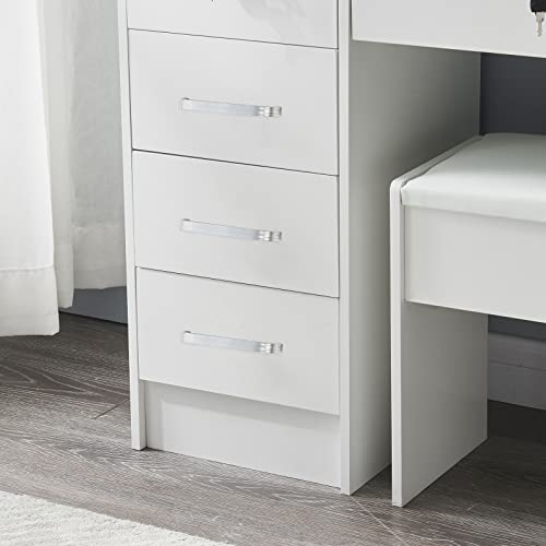 Large Vanity Table with Lights Mirror Storage Drawers Stool I616229