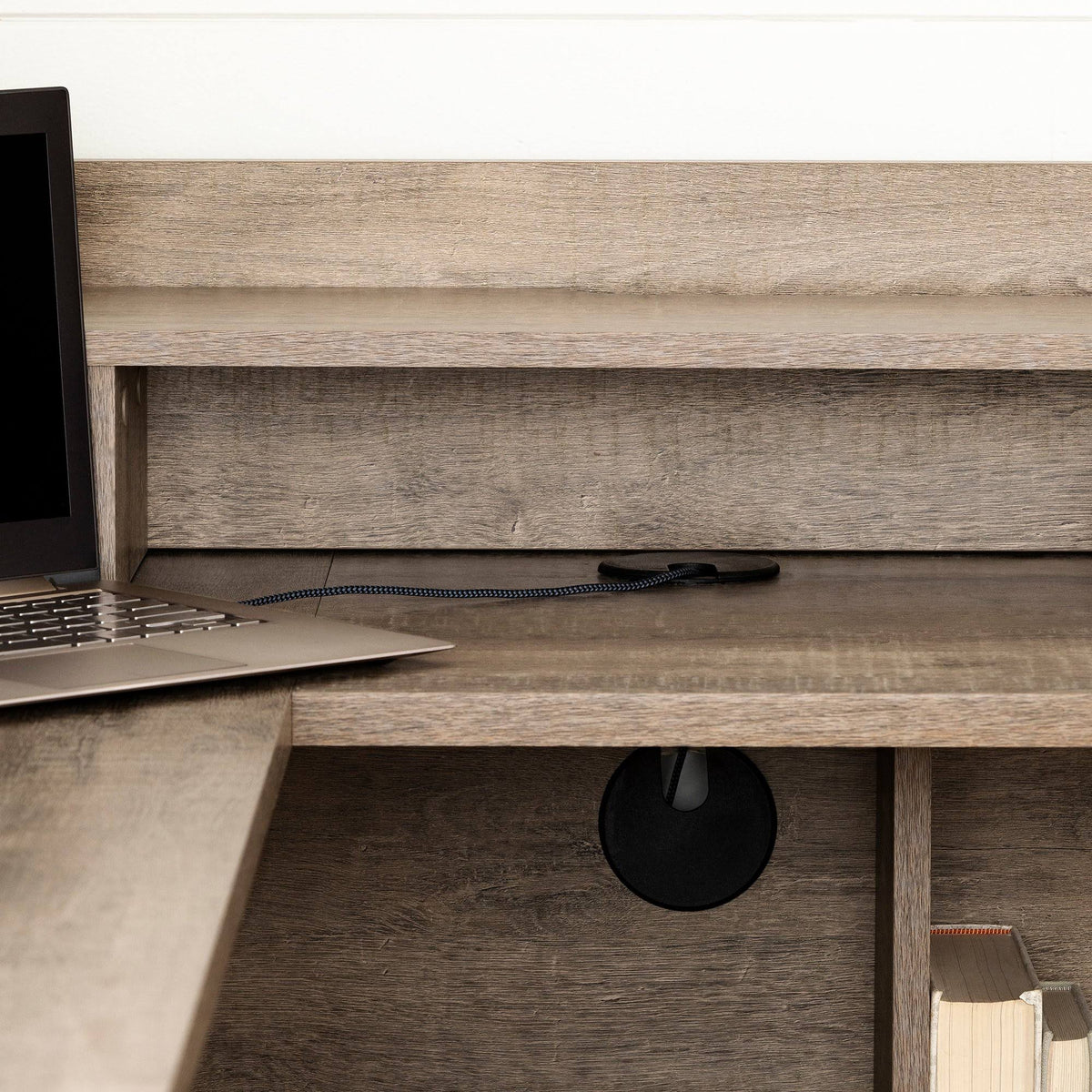 Weathered Oak L-Shaped Desk Z65900