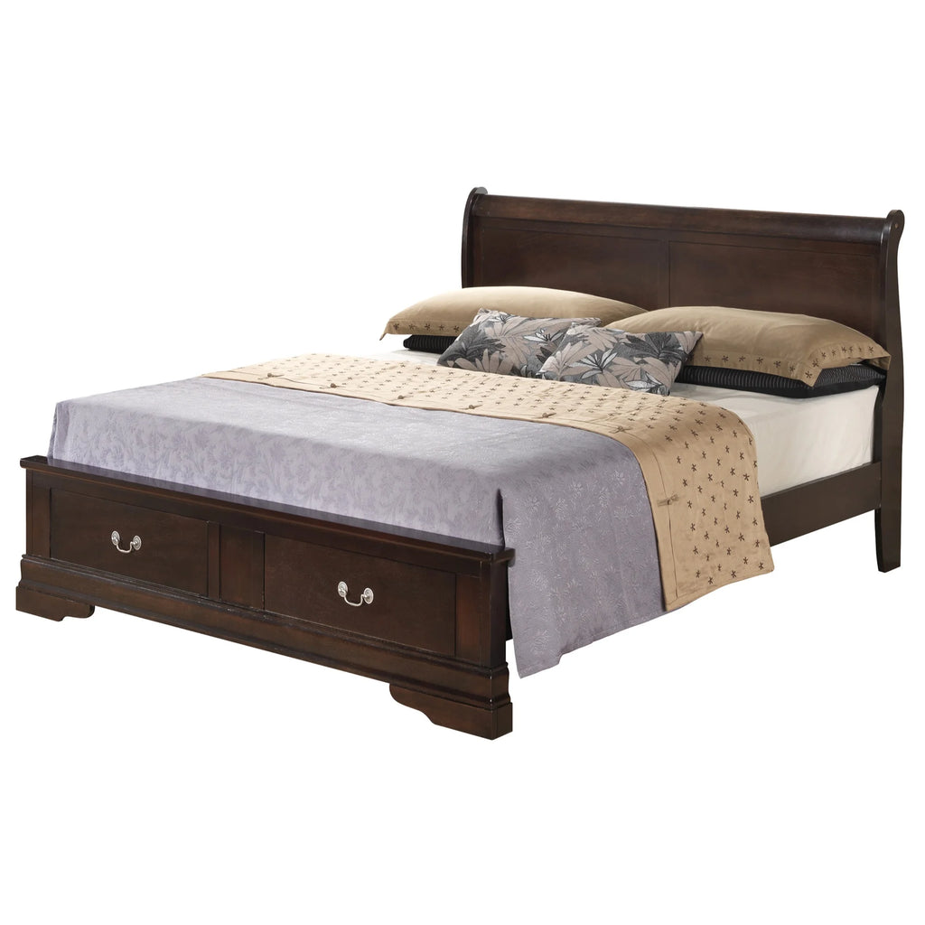 Cappuccino Full Storage Sleigh Bed with 2 Drawers Z90076